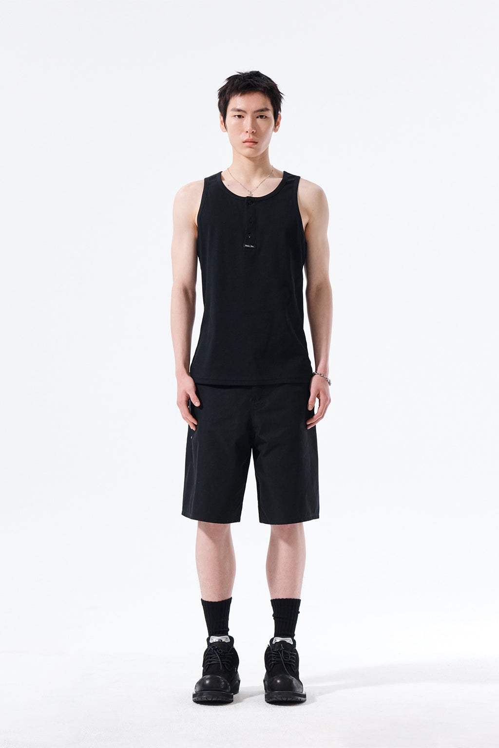 Matinkim Curved Seam Bermuda Pants For Men IN Black