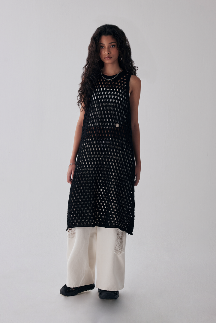 Treemingbird Crochet Knit One-piece(Renewal Ver.) Black