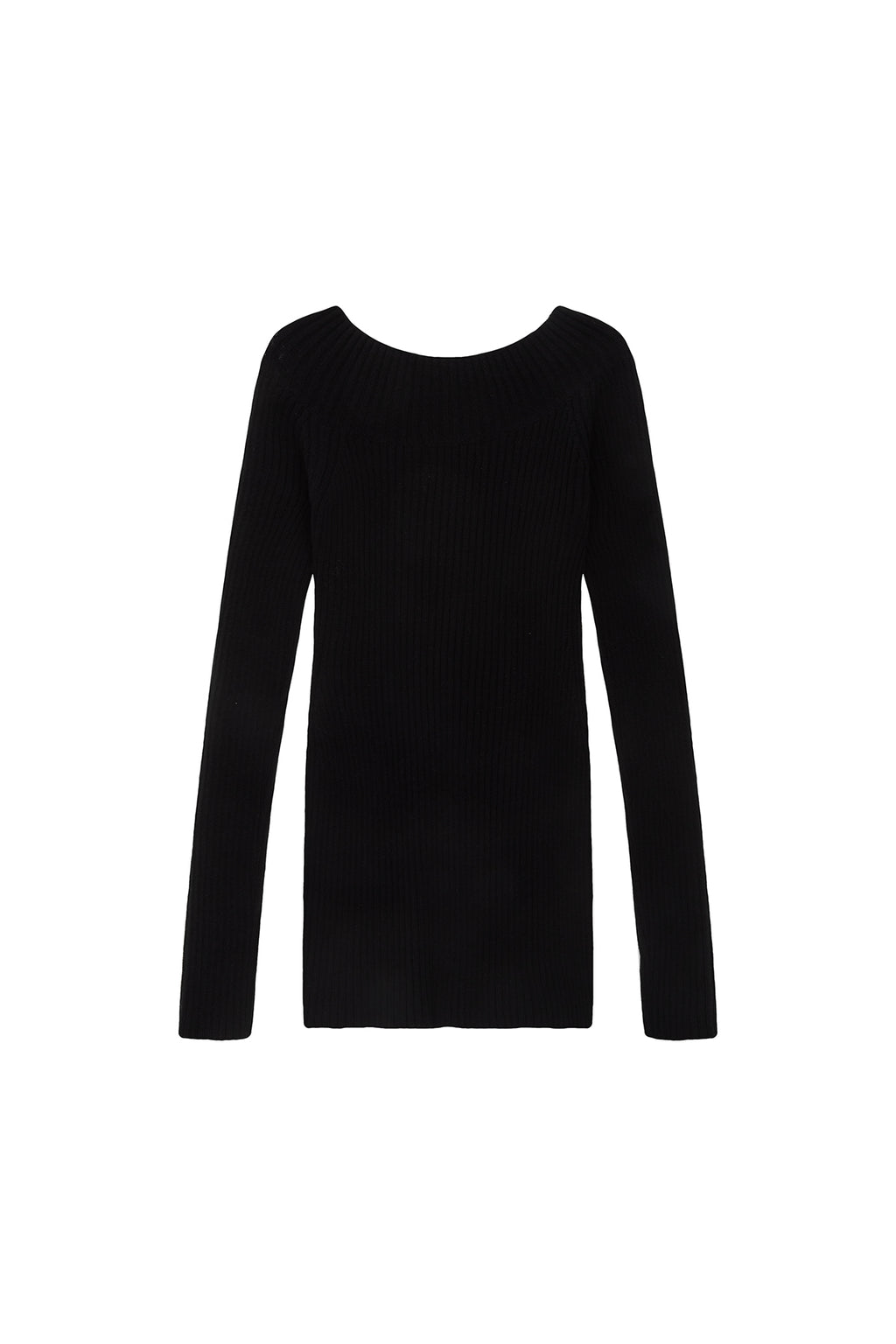 [matinkim] ONE SHOULDER BUTTON POINT KNIT DRESS IN BLACK