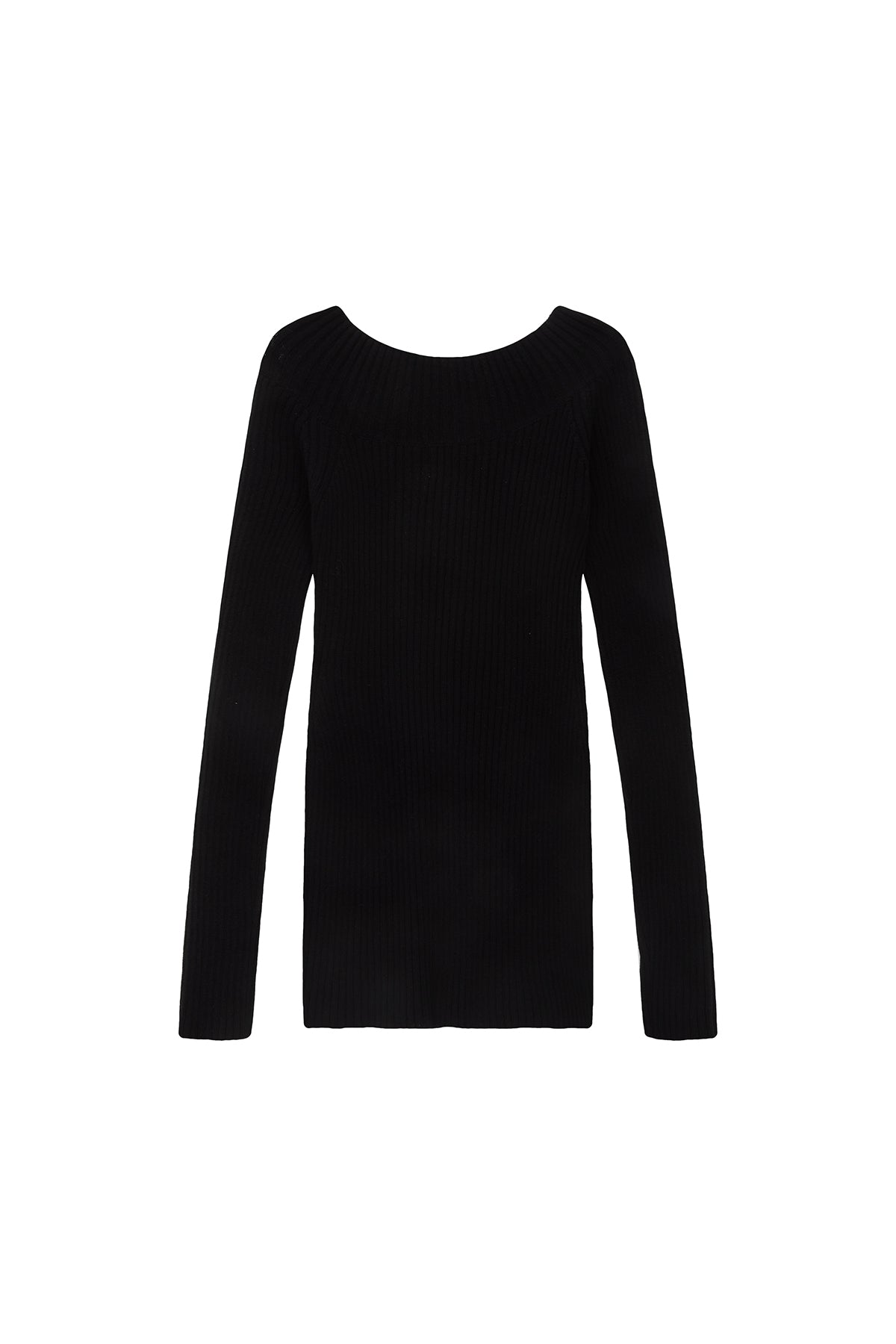 [matinkim] ONE SHOULDER BUTTON POINT KNIT DRESS IN BLACK