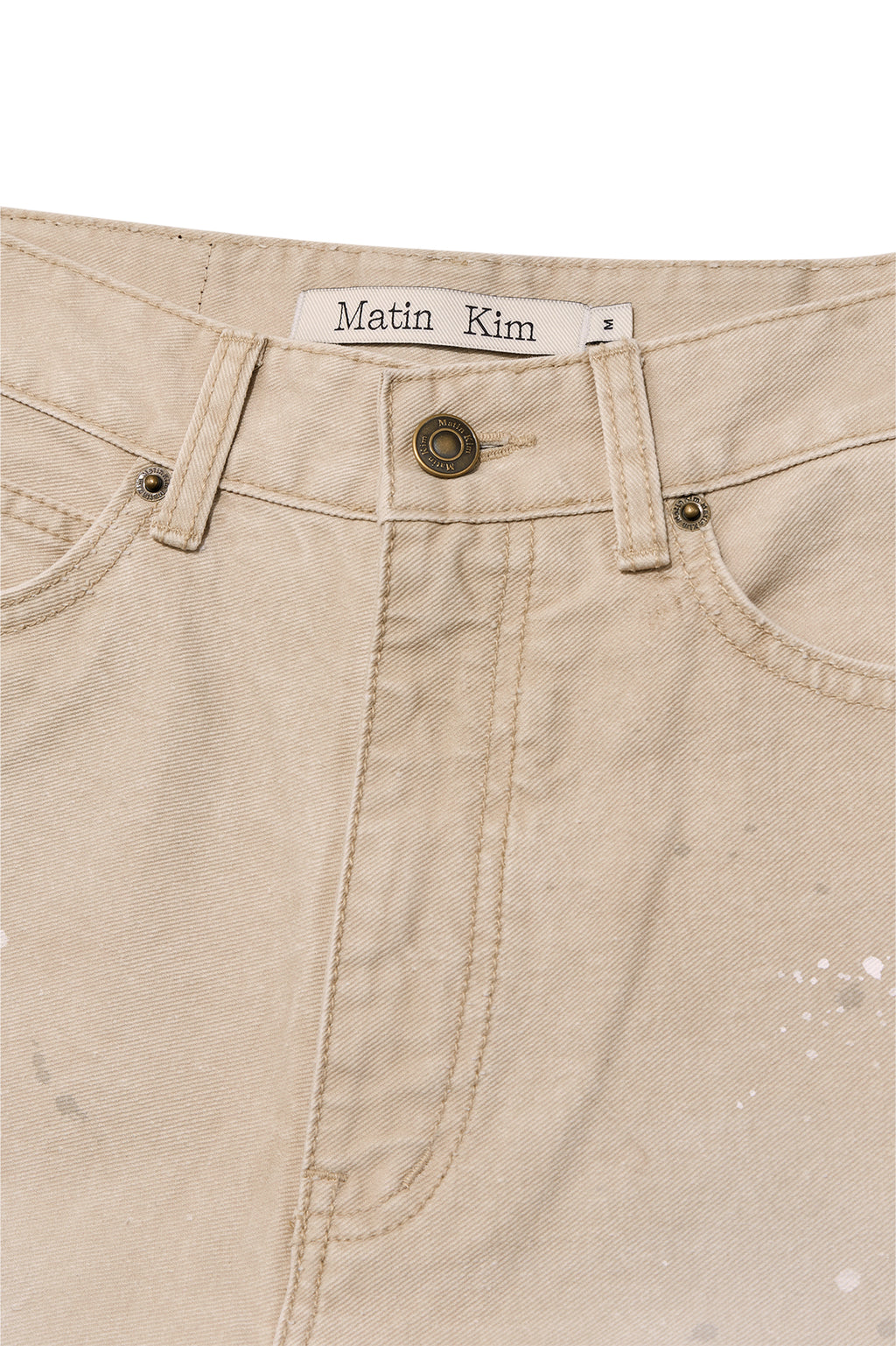 [matinkim] UNBALANCE CUT POINT VINTAGE COTTON PANTS IN BEIGE
