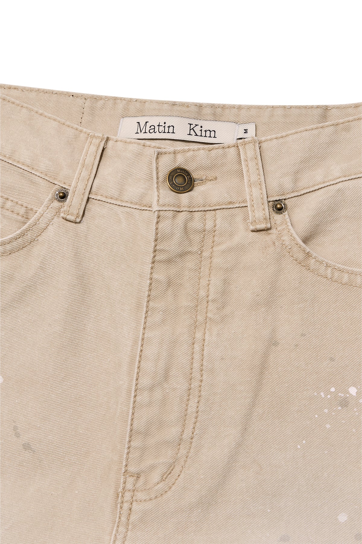 [matinkim] UNBALANCE CUT POINT VINTAGE COTTON PANTS IN BEIGE