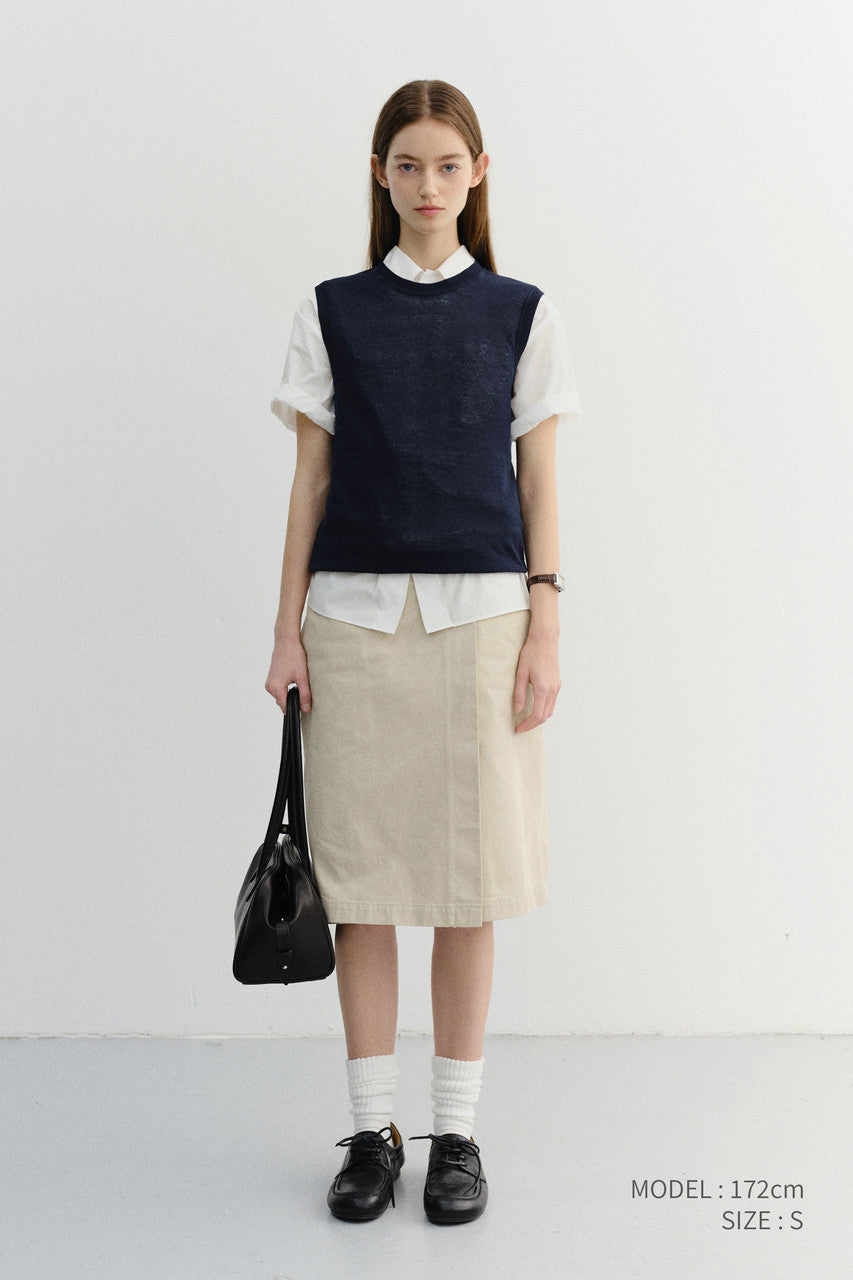Dunst Unisex Sheer Layering Knit Vest Navy