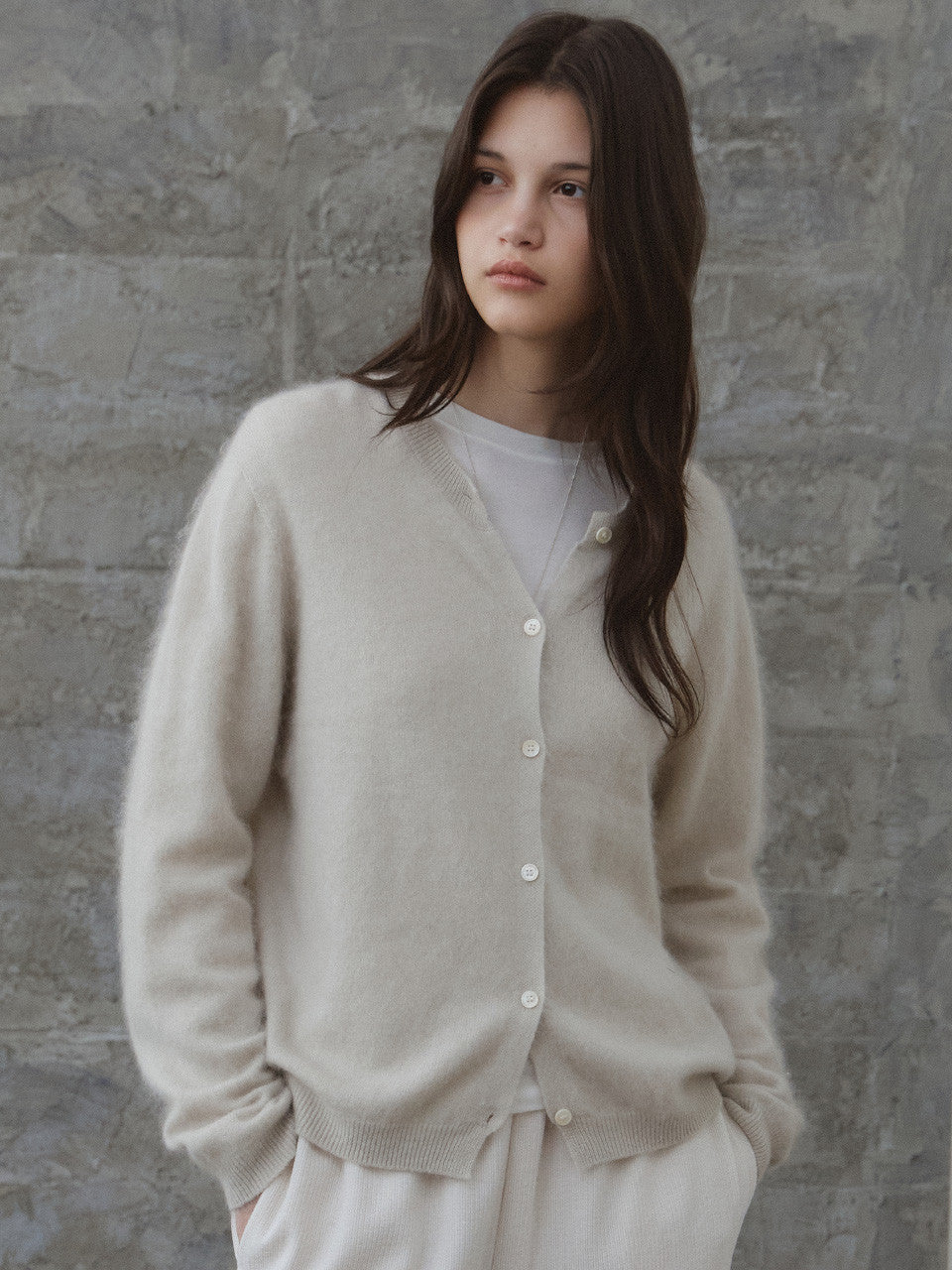 Tillidie Silk cashmere wool cardigan Mint
