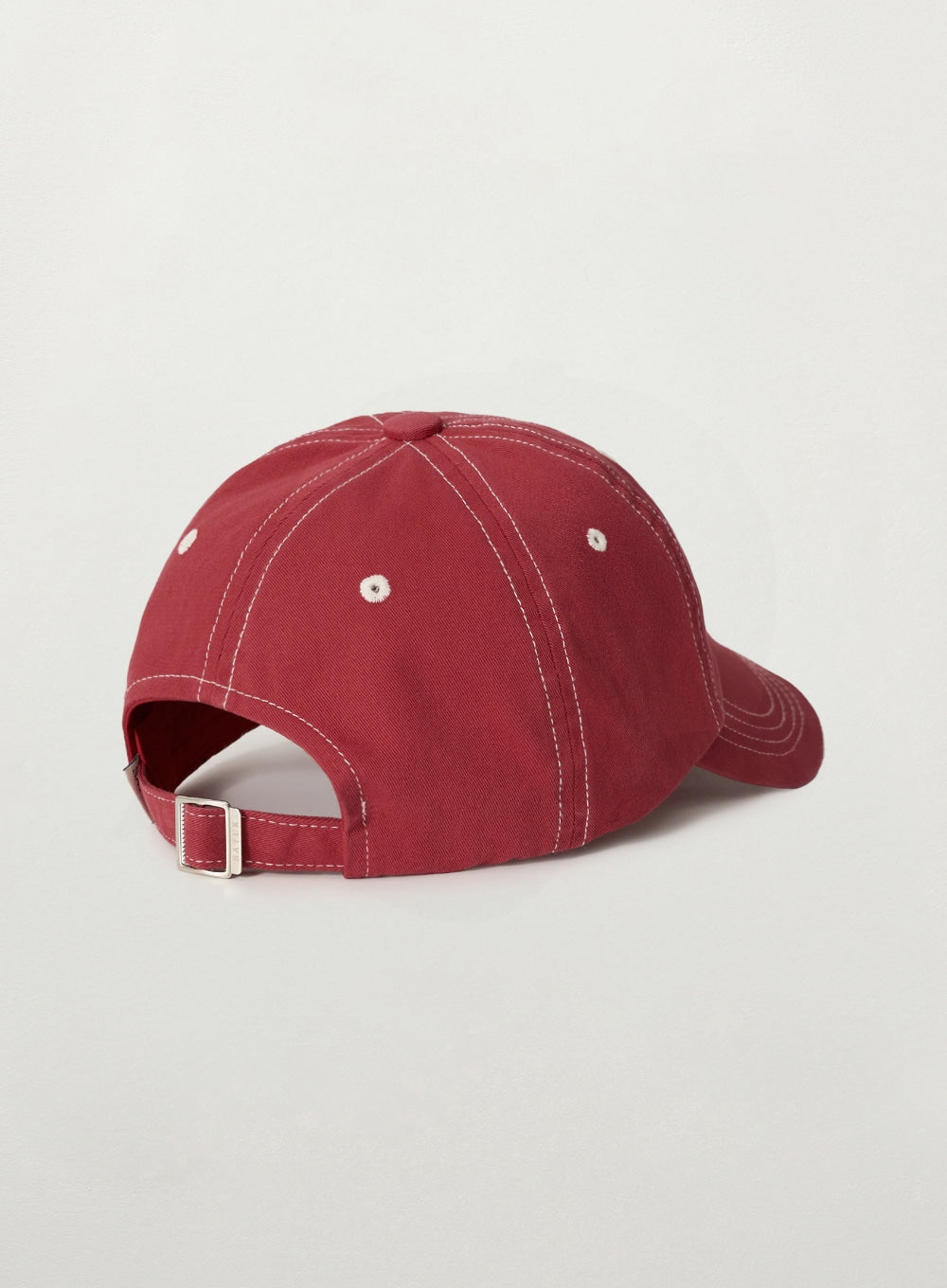[SATUR] Contrast Color Stitch Dyed Ball Cap - Red