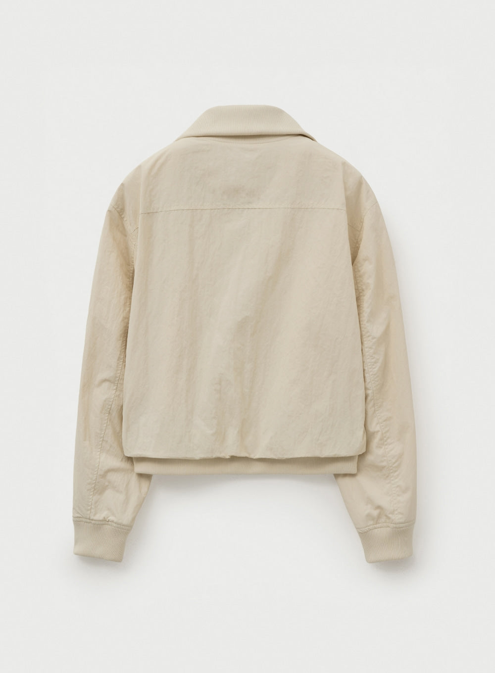 [satur] (W) Maron Nylon Crop Bomber Jacket - Light Beige