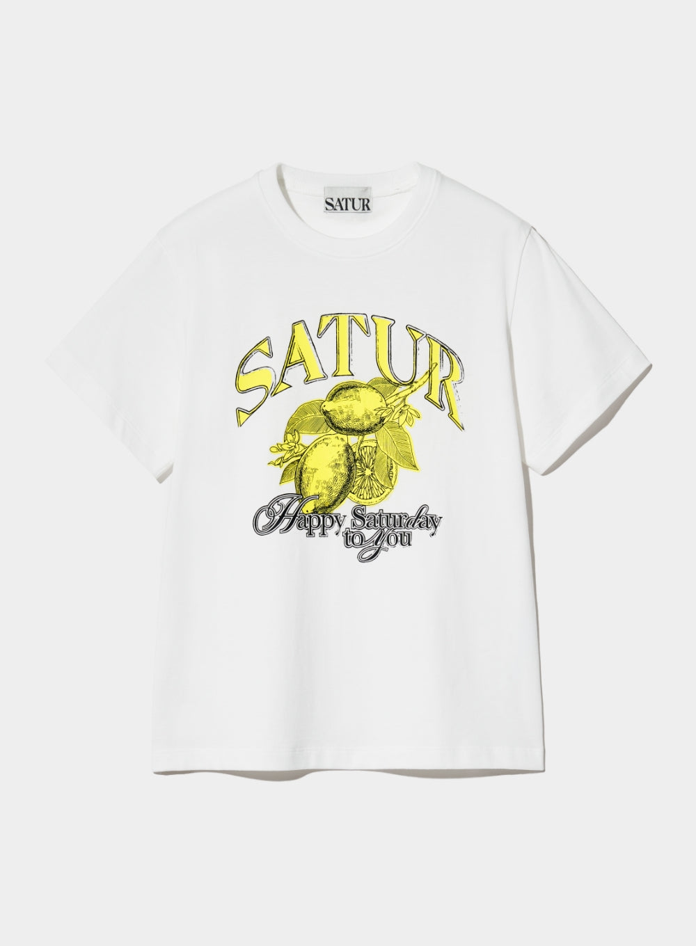 [satur] (W) Citron Summer Graphic T-Shirt - Saturday White