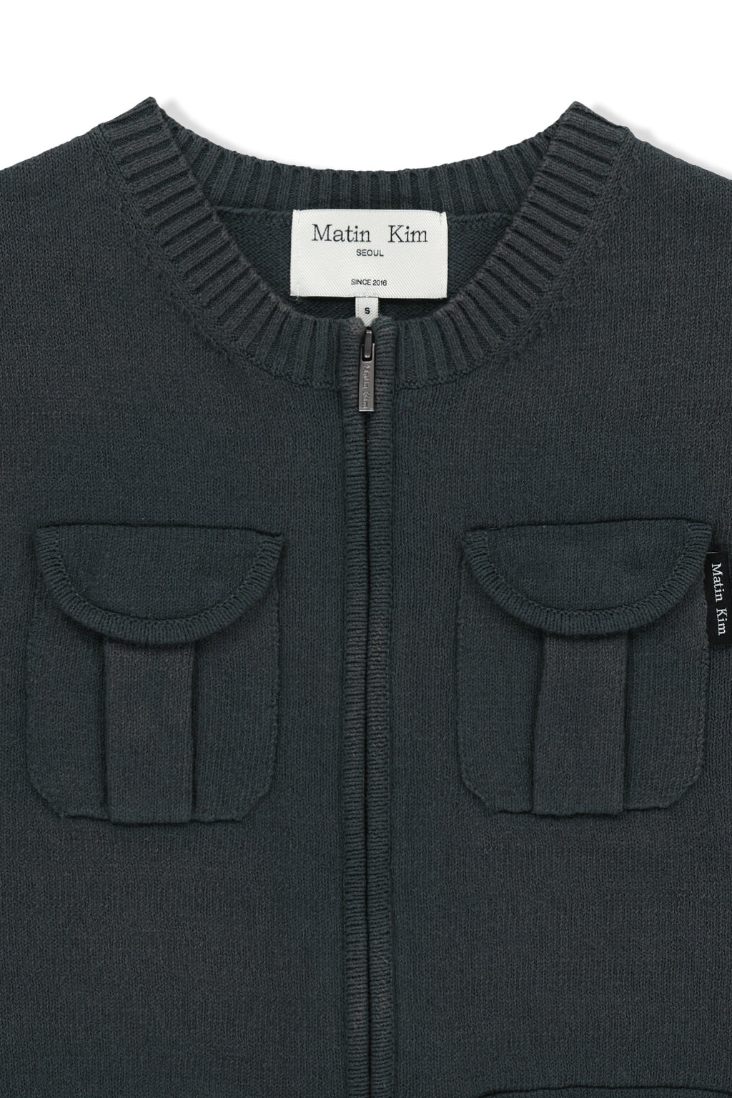 Matinkim Pocket Washed Knit Vest IN Charcoal