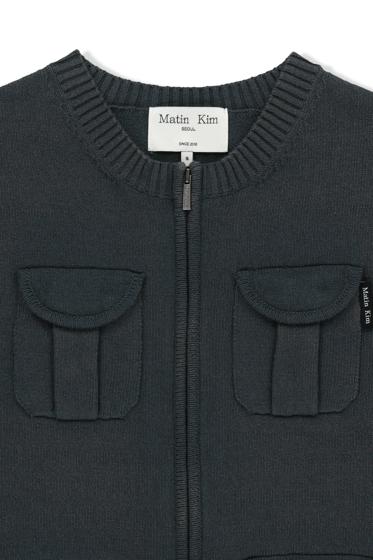 Matinkim Pocket Washed Knit Vest IN Charcoal