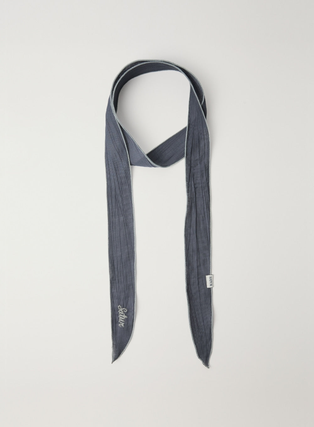 Satur (W) Wrinkle Color Block Scarf - Charcoal
