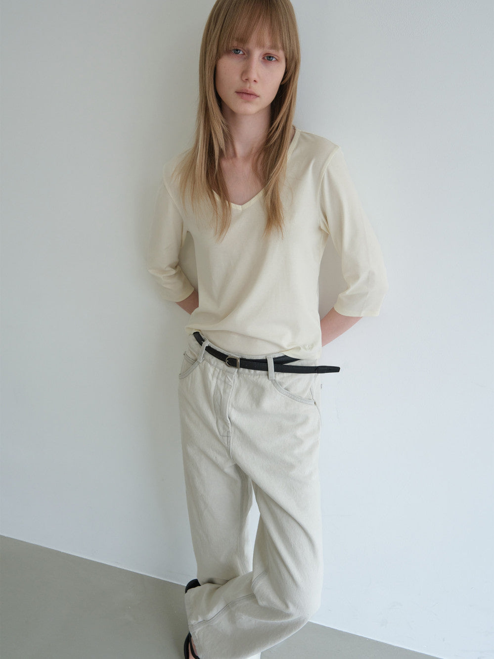 Low Classic Leather Thin Buckle Belt Brown