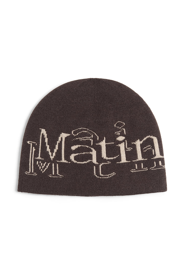 Matinkim Stroke Logo Jacquard Beanie IN Brown