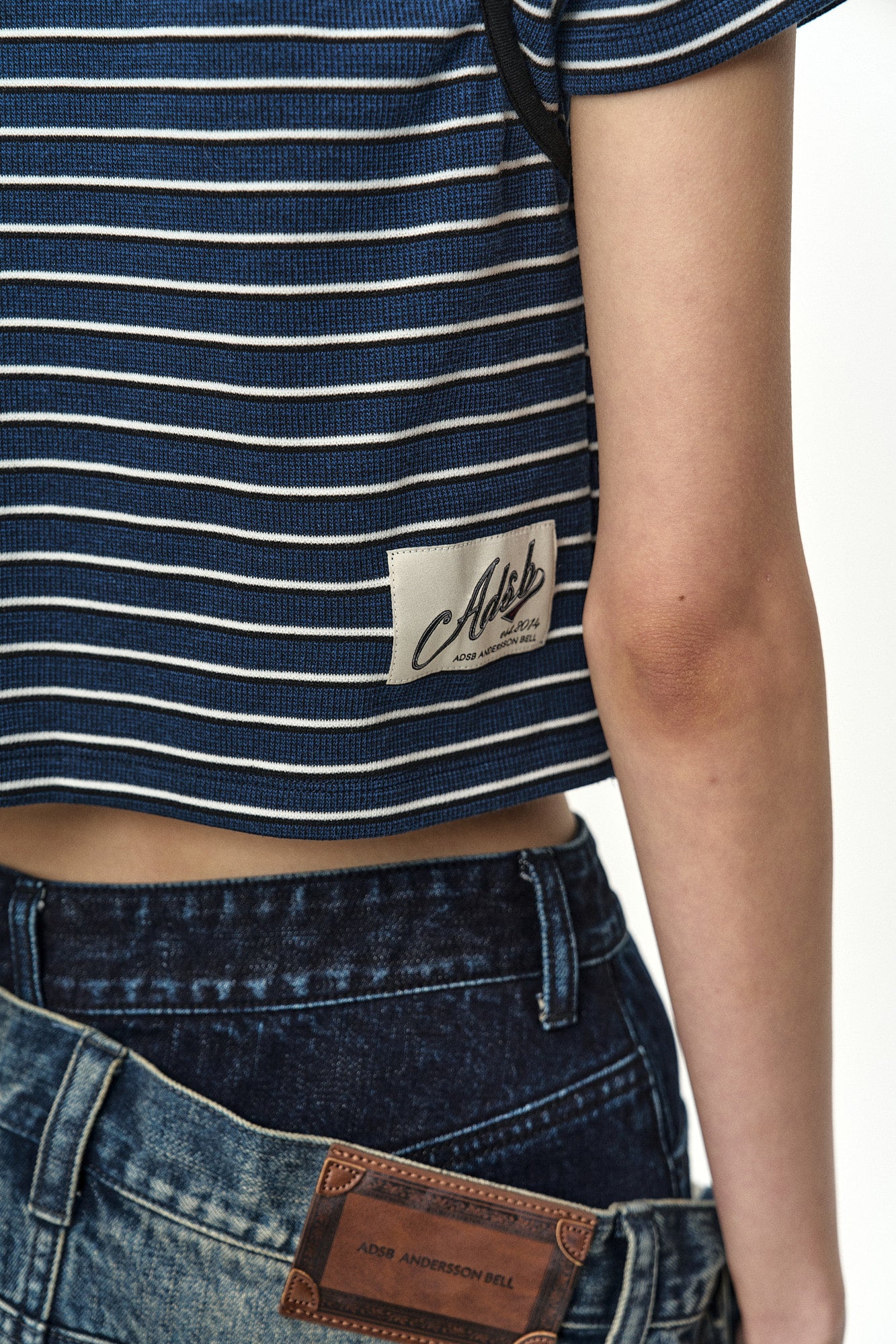 Andersson Bell Shirring Binding Stripe Collar Top