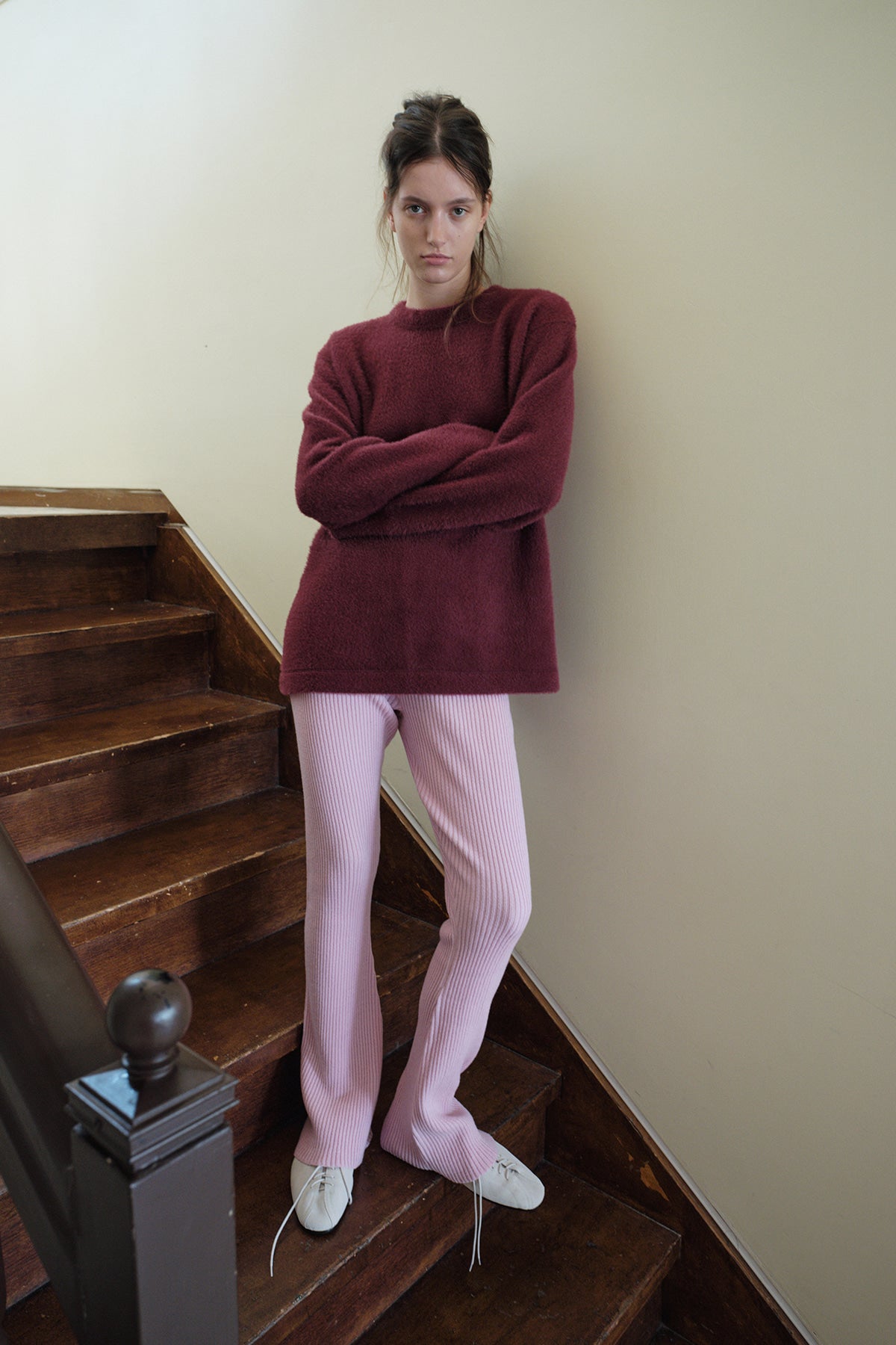 Overdueflair Fuzzy Loose T-Shirt Rose Grape