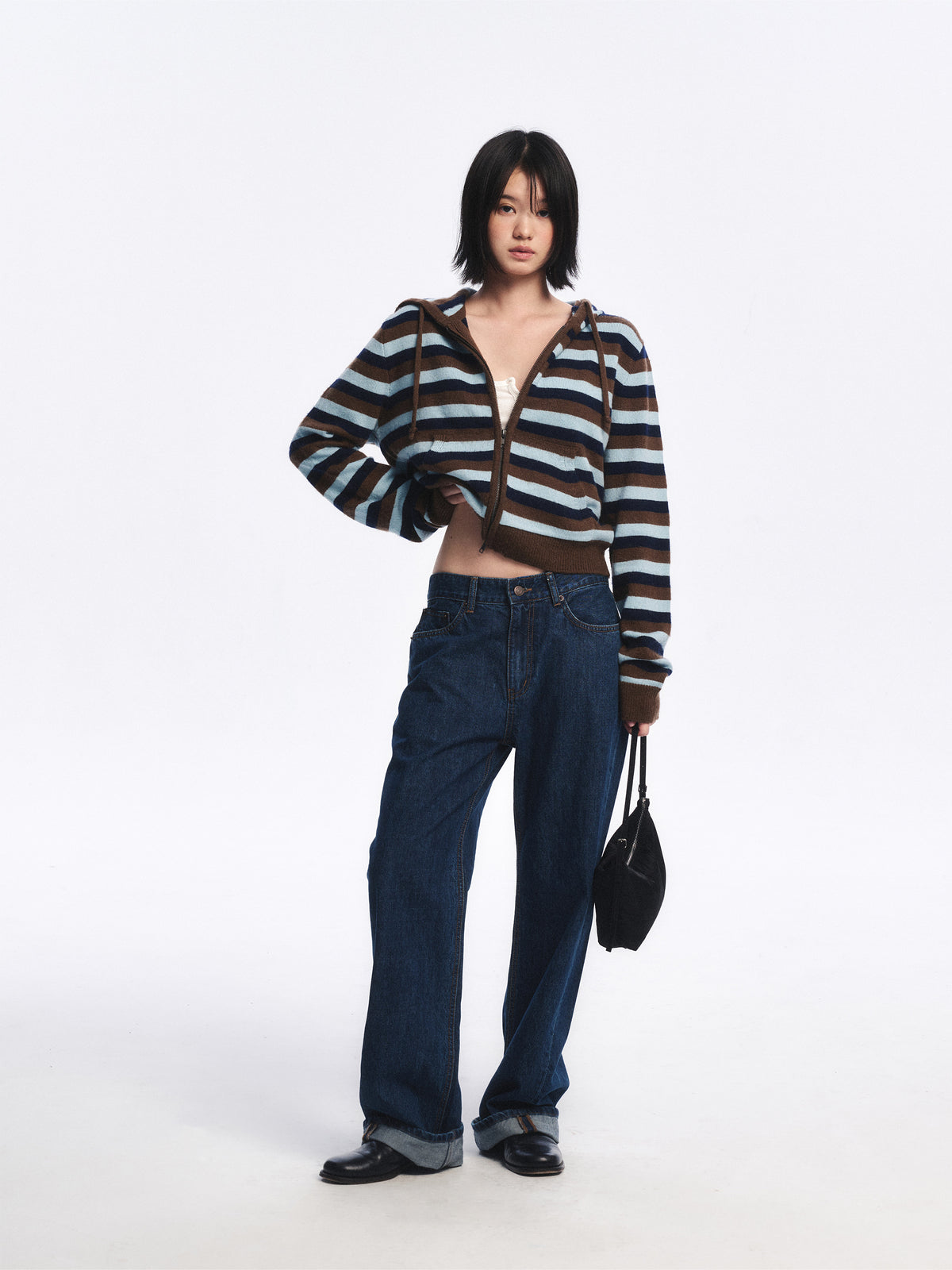 Low Classic Mid-Rise Roll-Up Jeans Dark Blue