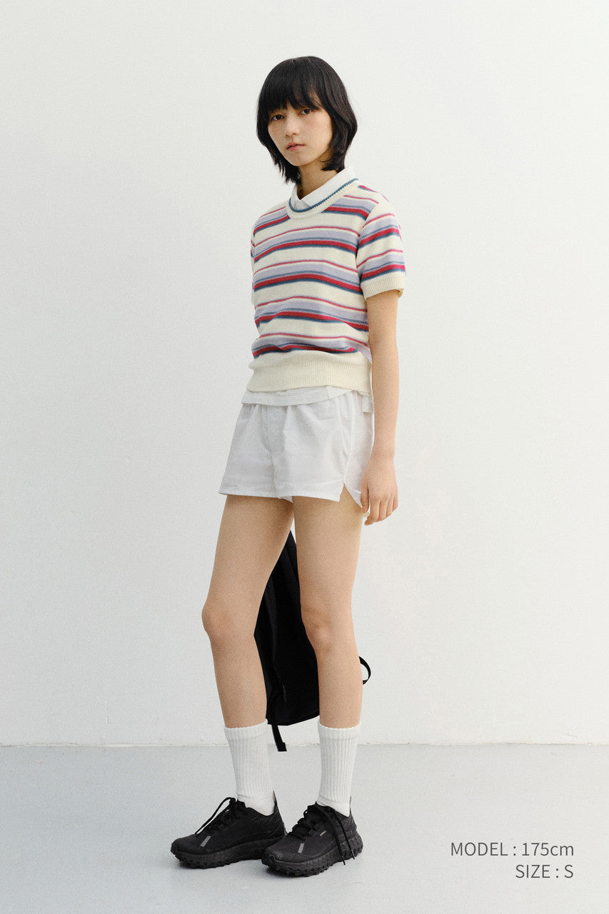 Dunst Unisex Striped Crewneck Knit Cream Red