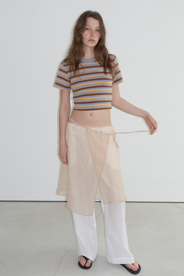 Overdueflair Stripe Wrap Skirt Yellow