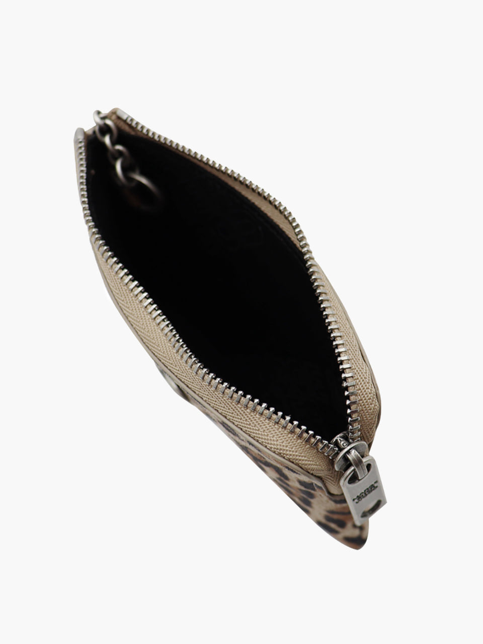 Margesherwood Heart Zipper Wallet Silver Logo cream leopard suede