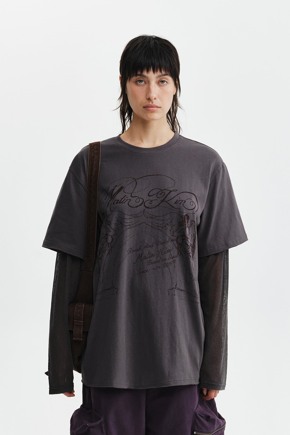 Matinkim Graffiti Artwork Layered Top IN Charcoal