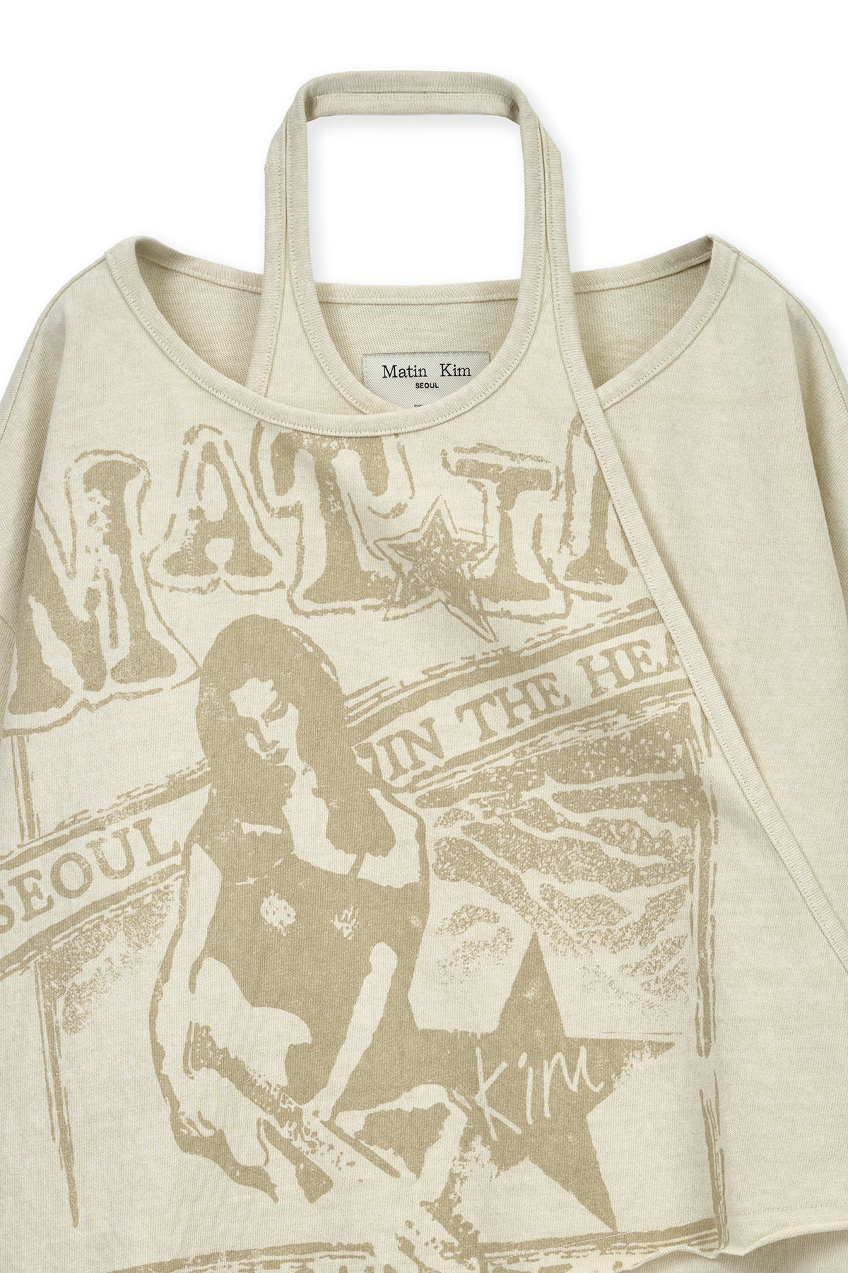 [matinkim] VINTAGE GRAPHIC LAYERED TOP IN BEIGE