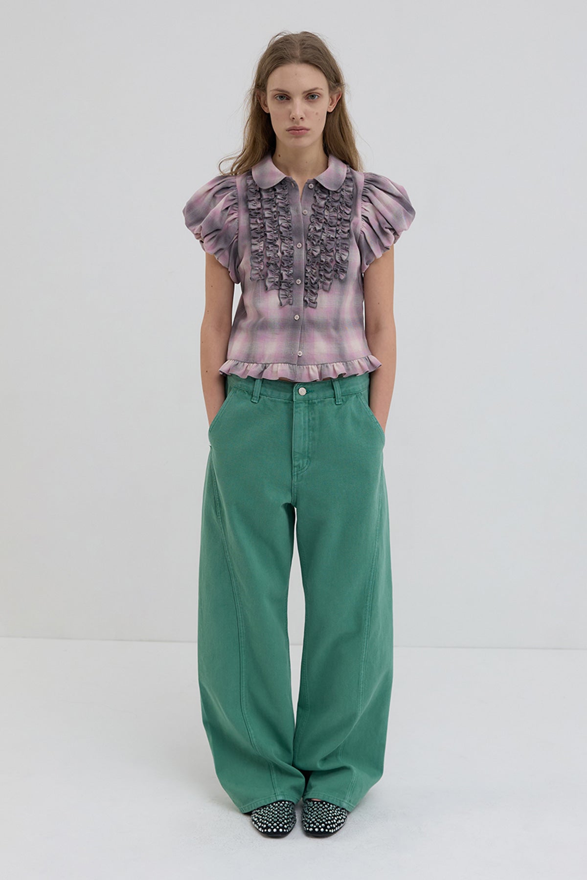 Overdueflair Vintage Curved Denim Pants Peppermint