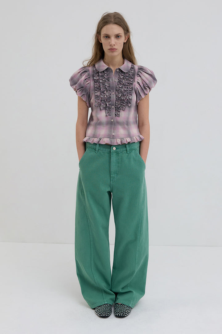 Overdueflair Vintage Curved Denim Pants Peppermint
