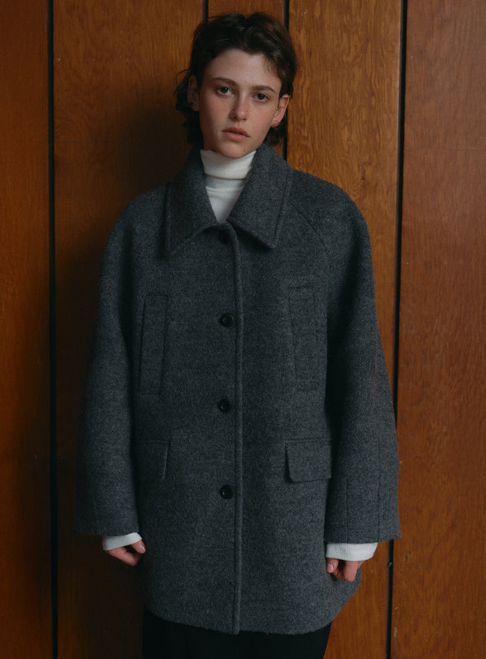 Mango Maniplease Bello Wool Coat Charcoal