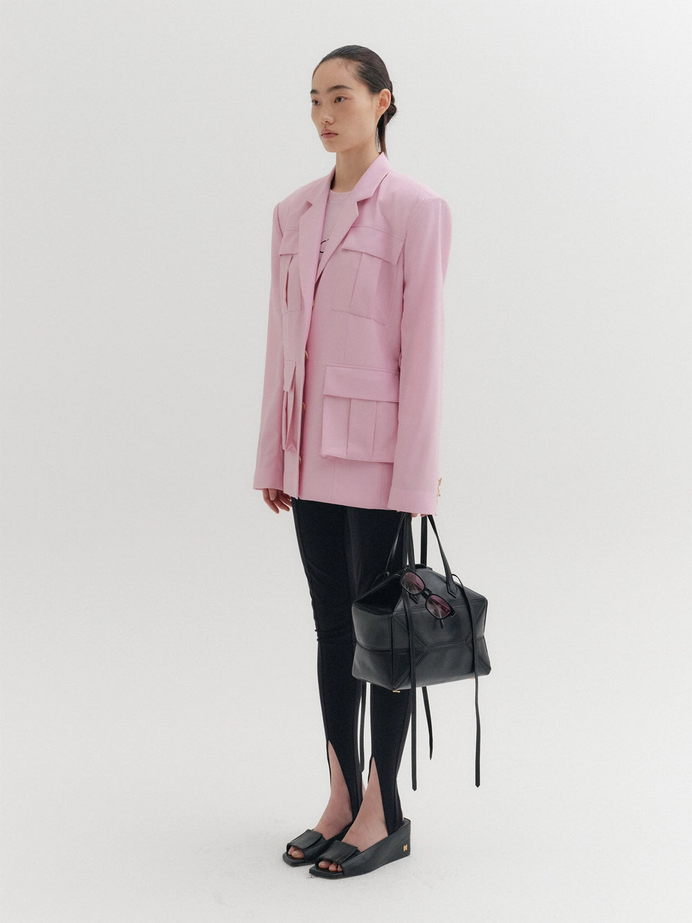 EENK Pocket Single-Breasted Blazer - Pink