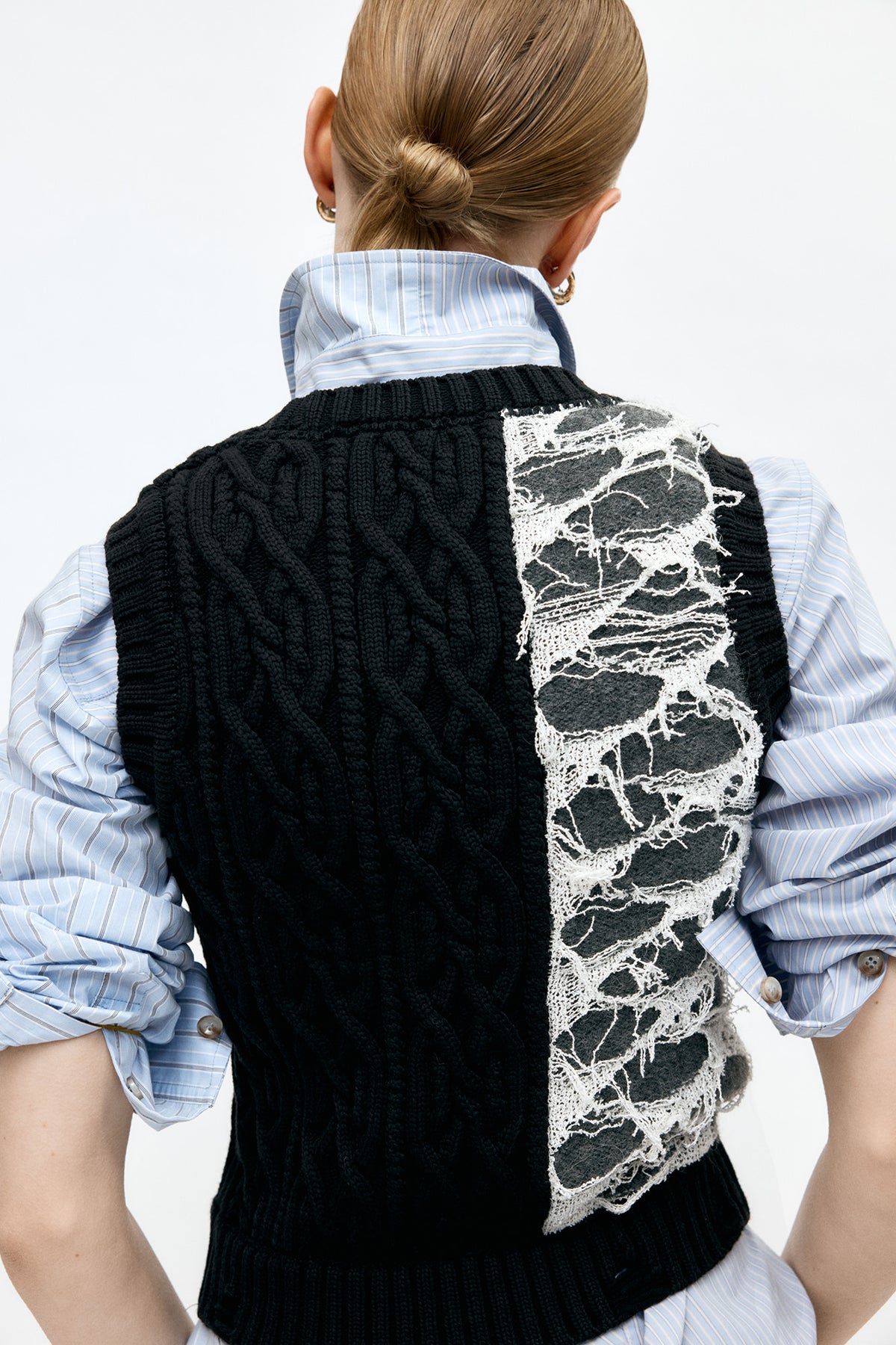 Andersson Bell Boucle Cable Patchwork Knit Vest