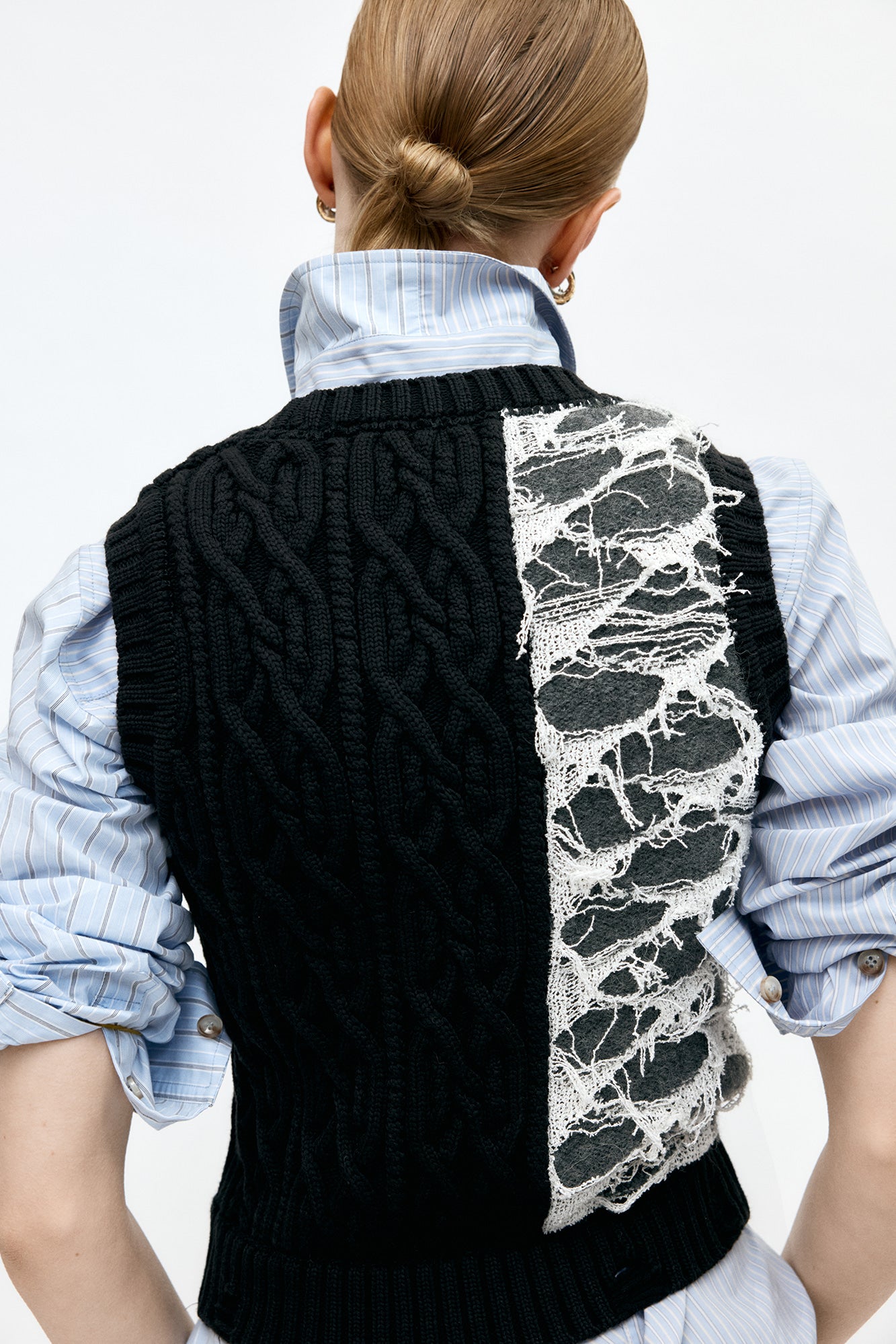 Andersson Bell Boucle Cable Patchwork Knit Vest