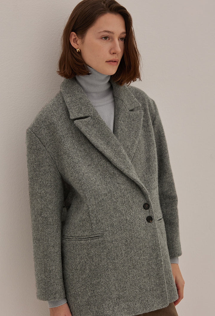 Mango Maniplease Megan Herringbone Half Coat