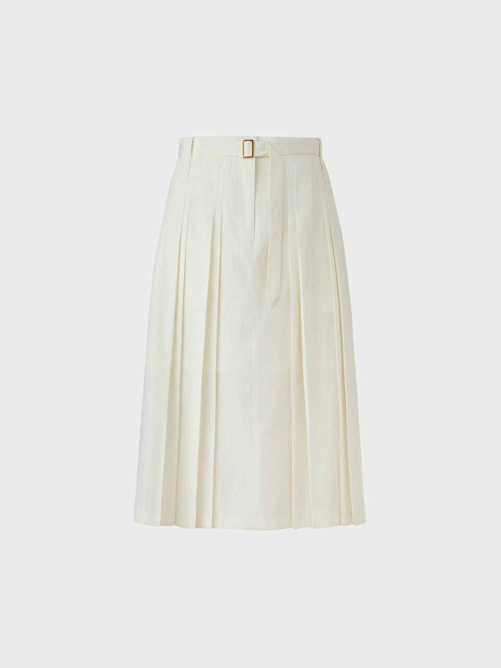 EENK Belted Pleated Midi Skirt - Ivory