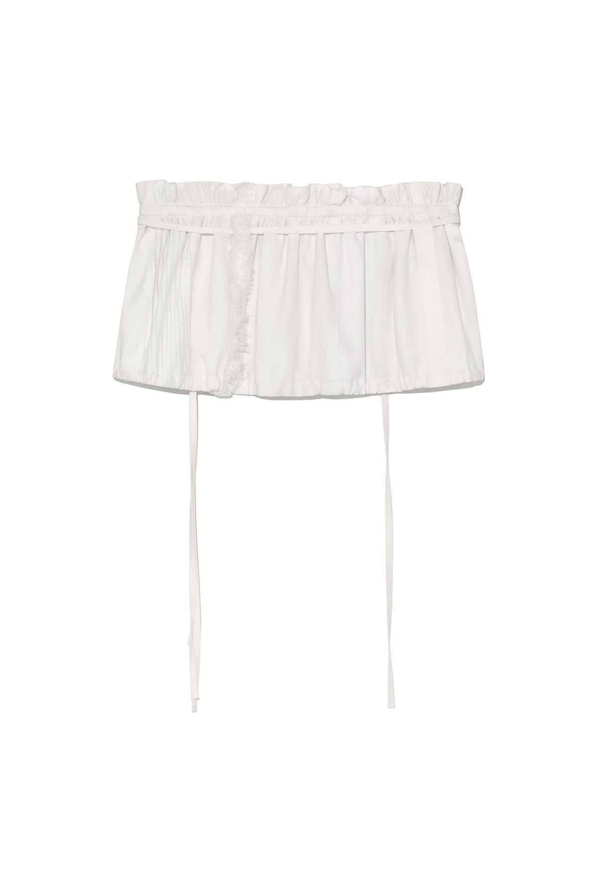 [matinkim] ROUGH PATCHWORK LAYERED SKIRT IN WHITE