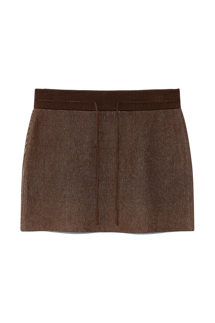 Matinkim Two Tone Banding Knit Mini Skirt IN Brown