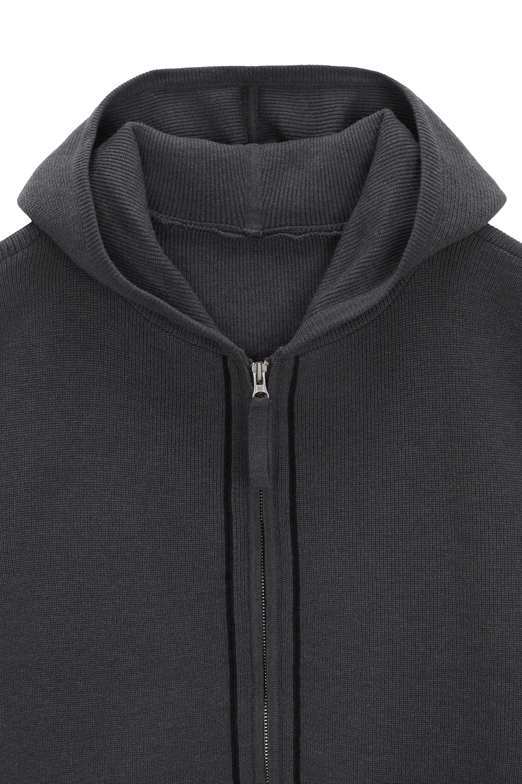 [matinkim] HOODY LOGO KNIT VEST FOR MEN IN CHARCOAL
