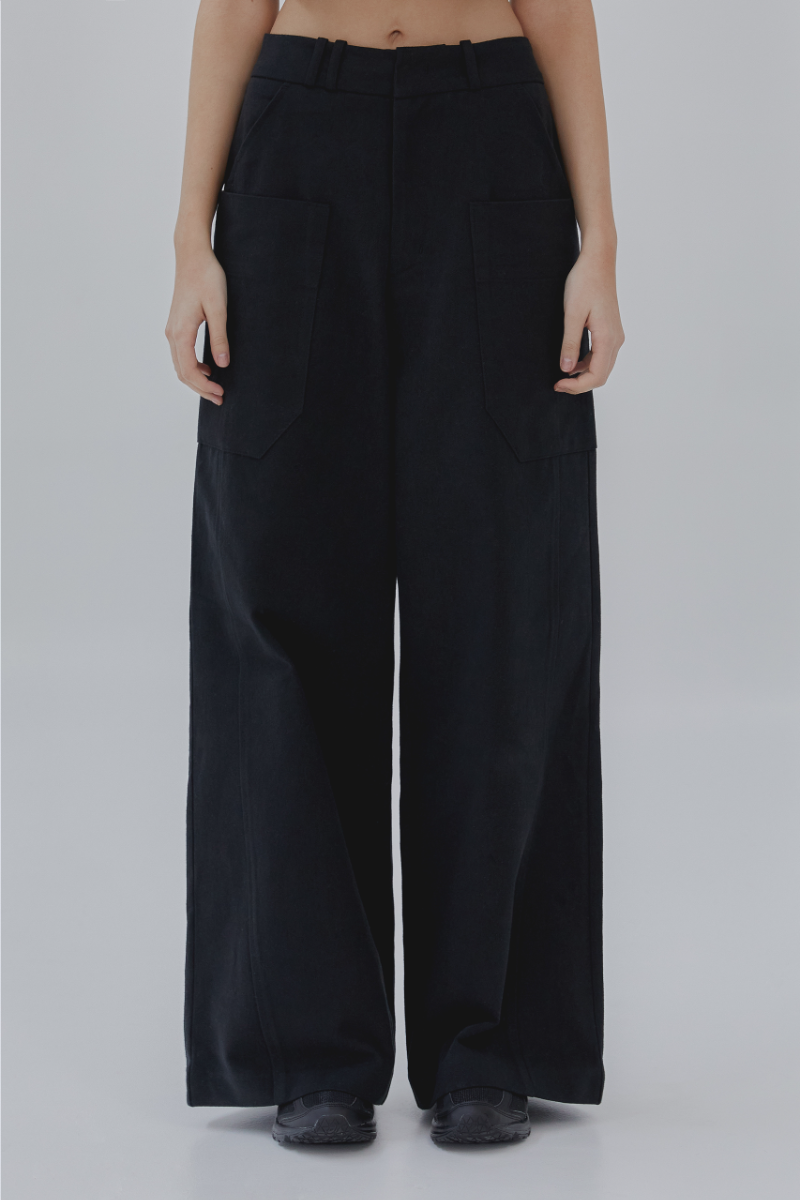 Treemingbird Big Pocket Cotton Pants Black