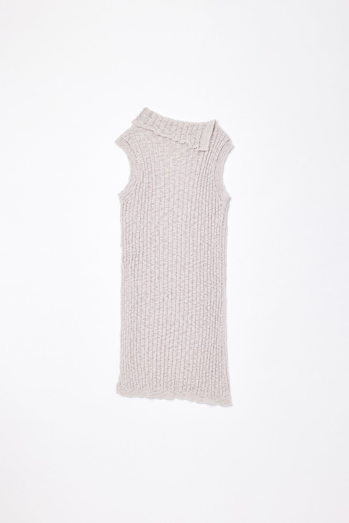 [matinkim] Side Slit Sleeveless Slub Knit Top IN Light Grey