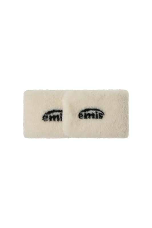 LOGO JACQUARD FUR MUFFLER-WHITE