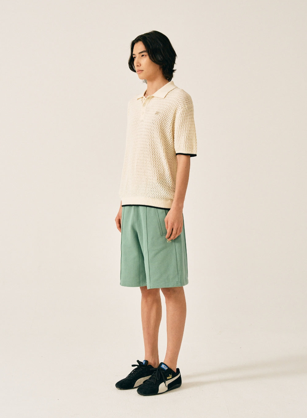 [satur] Teo Cotton Bermuda Pants - Sage Green