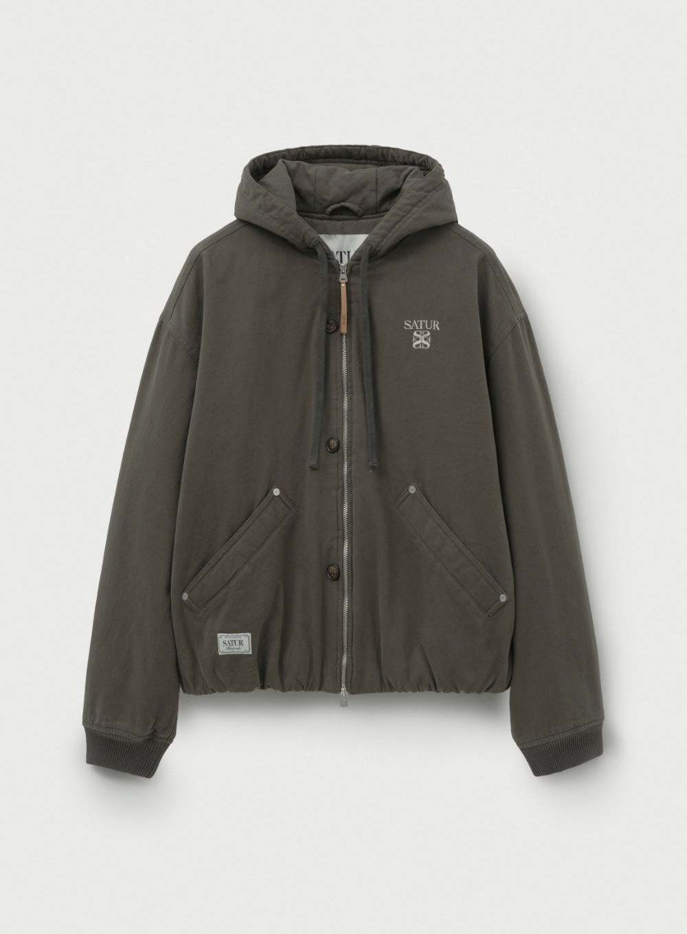 [satur] Teo Padded Hooded Zip-Up - Charcoal