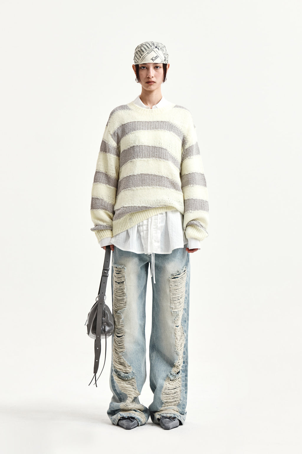 [matinkim] Heavy Destroyed Denim Pants IN Light Blue