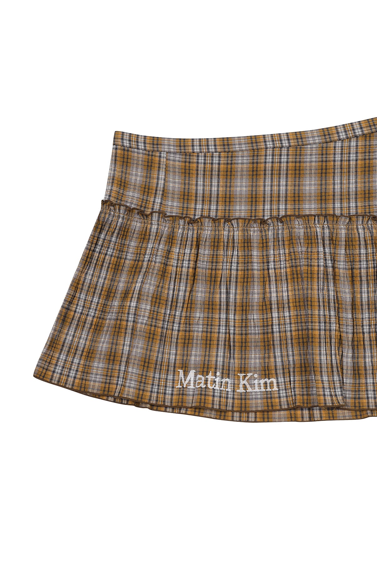 [matinkim] CHECK LAYERED SKIRT IN ORANGE