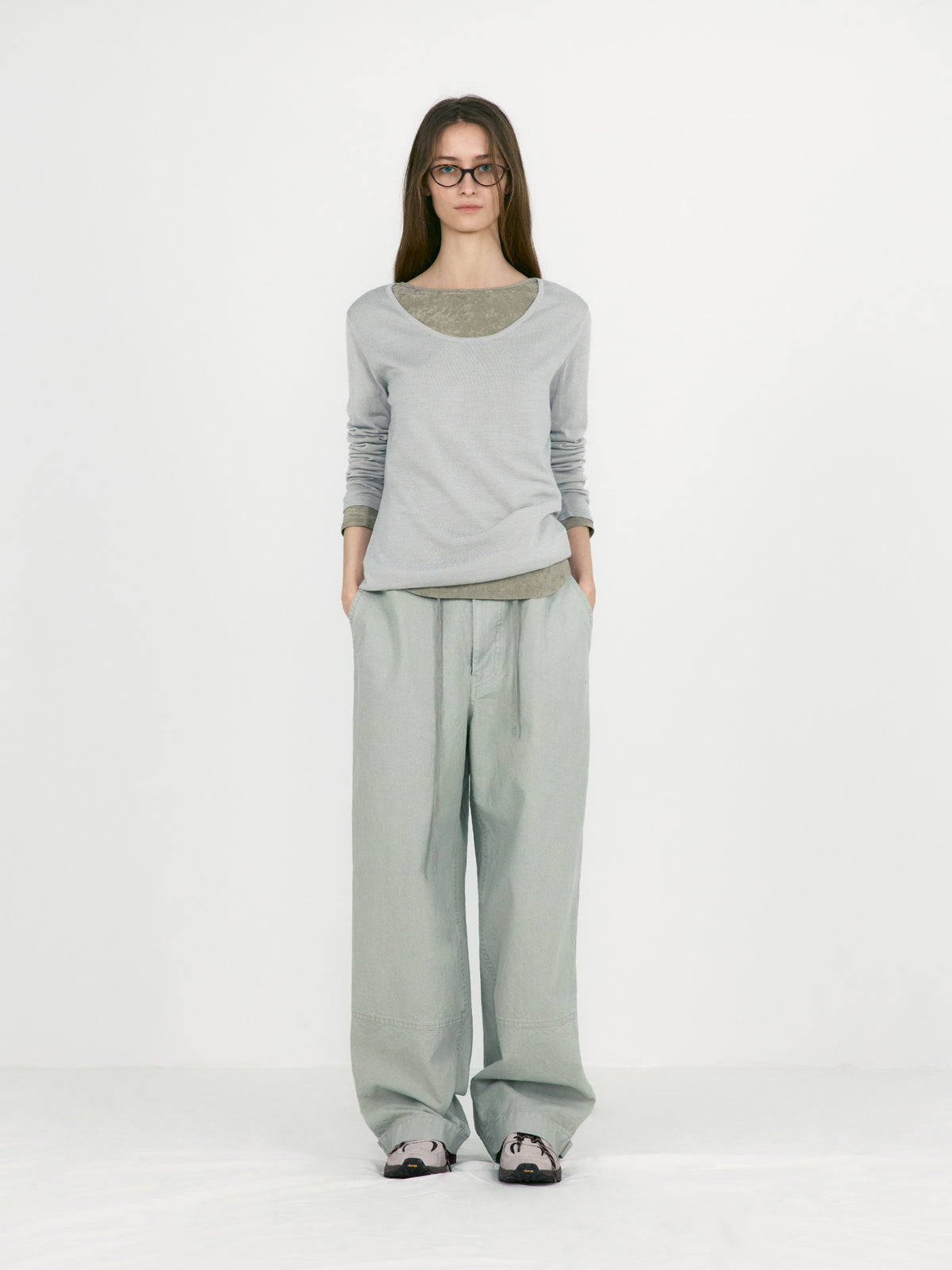 Low Classic Washed Cotton Wide Pants Light Khaki