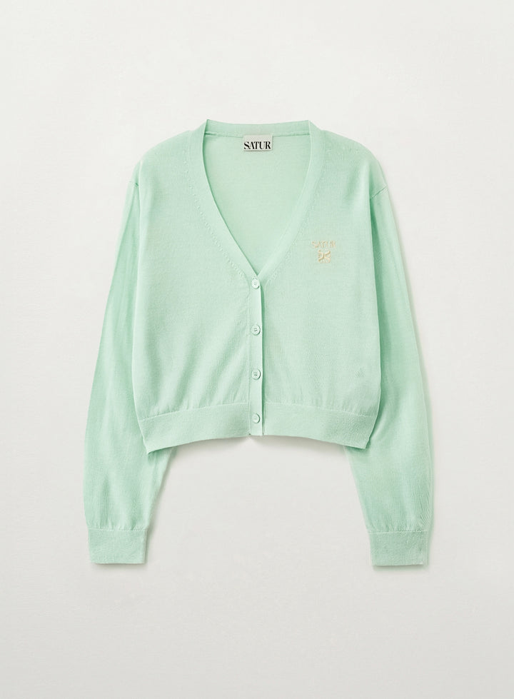 Satur Loren Linen Blend Cardigan - Mint