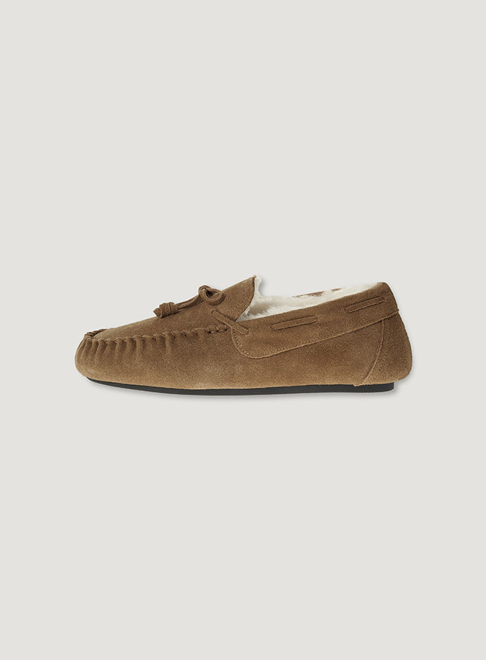 Mango Maniplease Boco Shearling Moccasin Chestnut