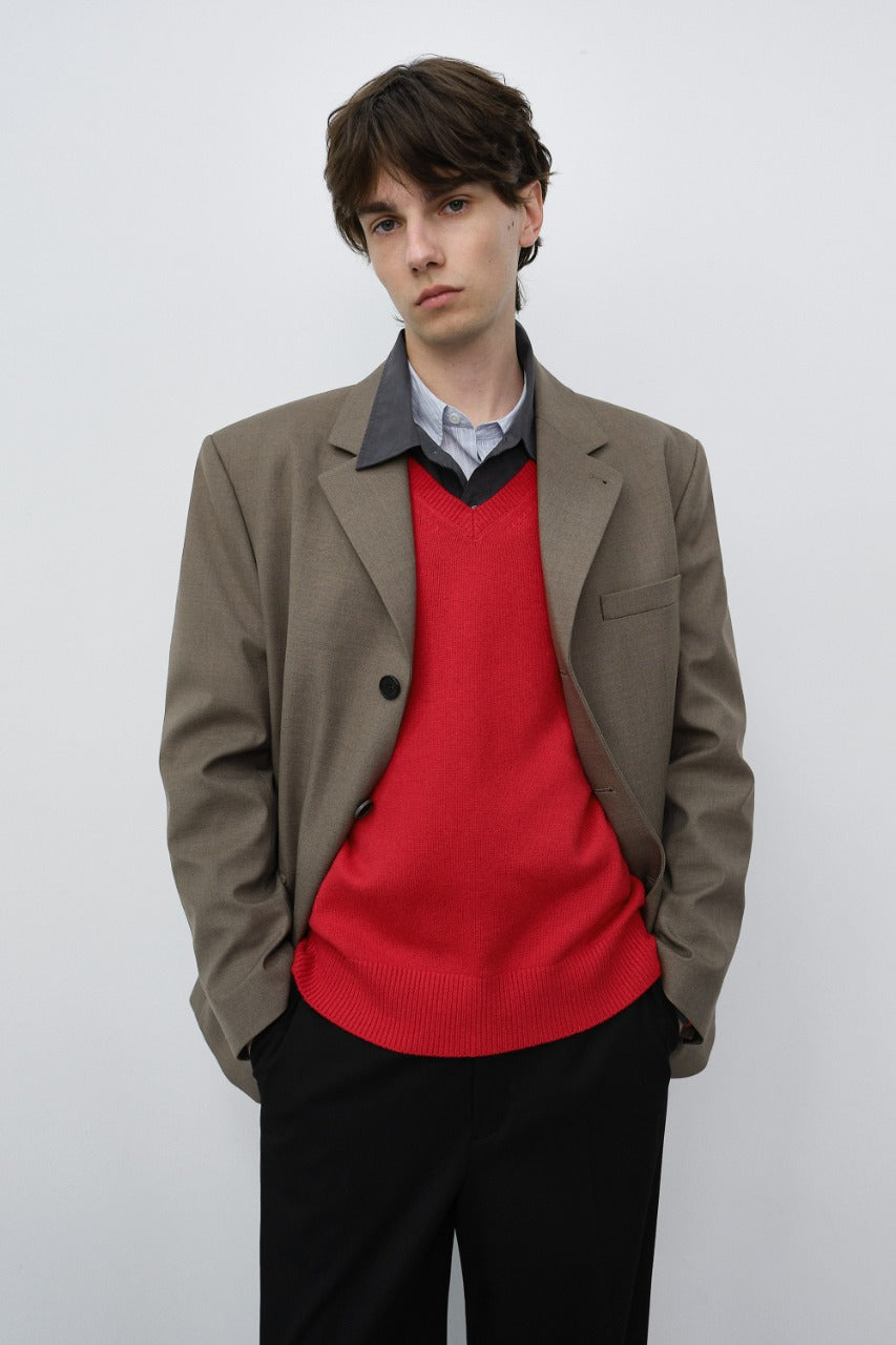 Dunst Unisex Classic 3 Button Wool Blazer Khaki Beige