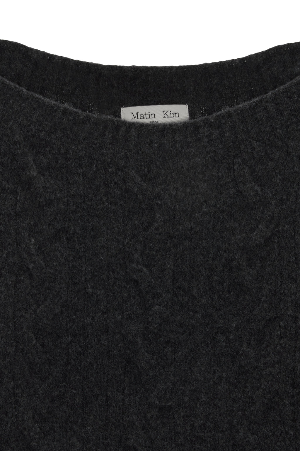 Matinkim Damage Point Cable Knit Dress IN Charcoal