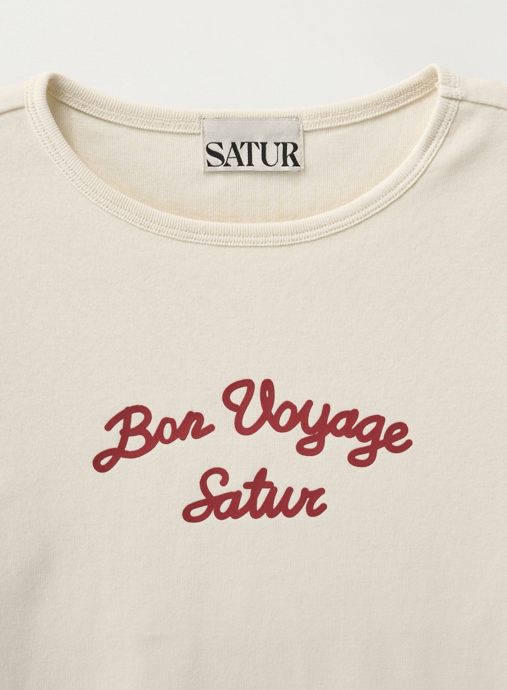 [satur] (W) Bon Voyage Slim Fit Crop T-Shirt - Cream