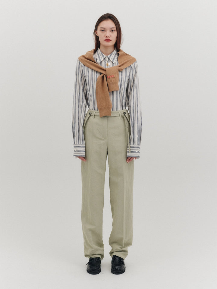 EENK Belted Straight Pants - Mint