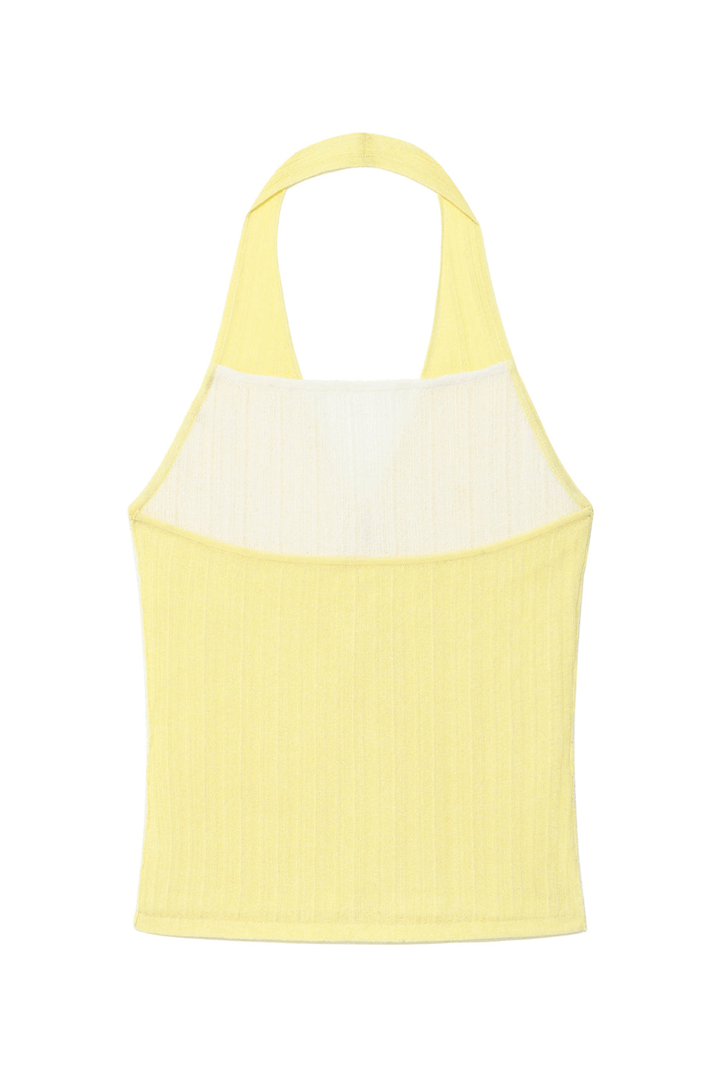 [matinkim] LAYERED BUTTON HALTER NECK TOP IN LIGHT YELLOW